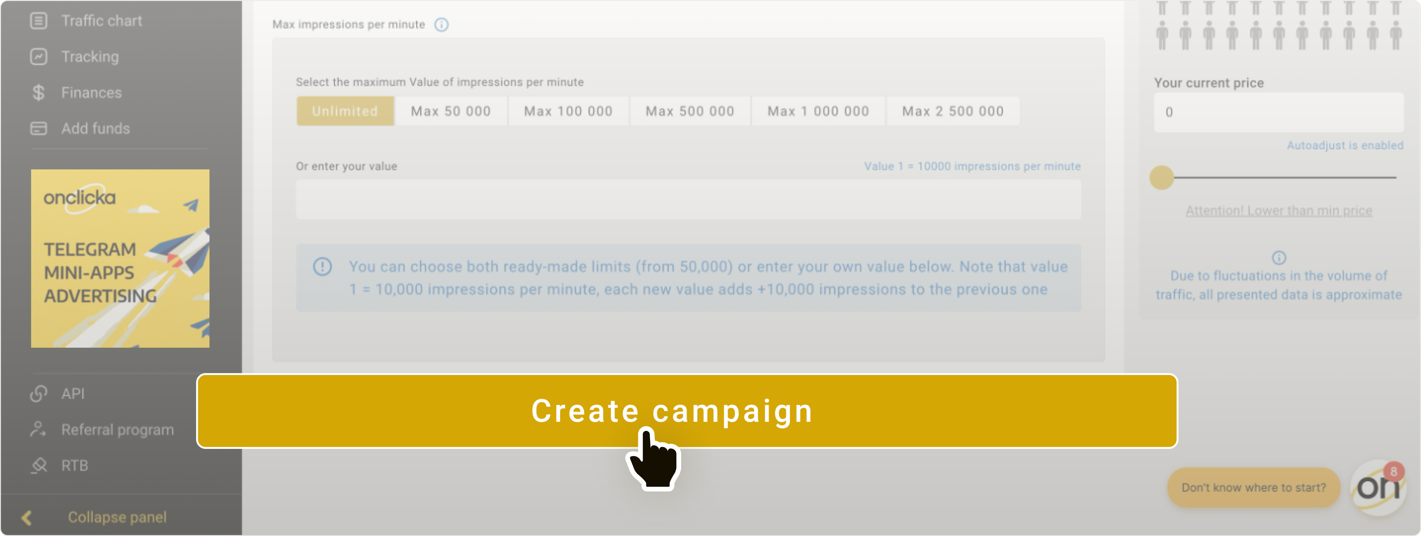 Create campaign button