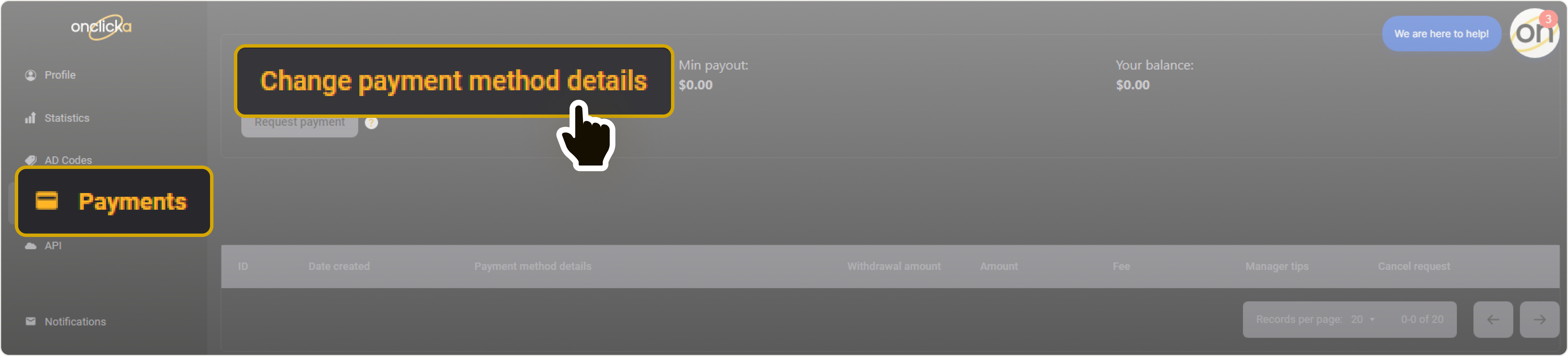 Change payment details in Payments