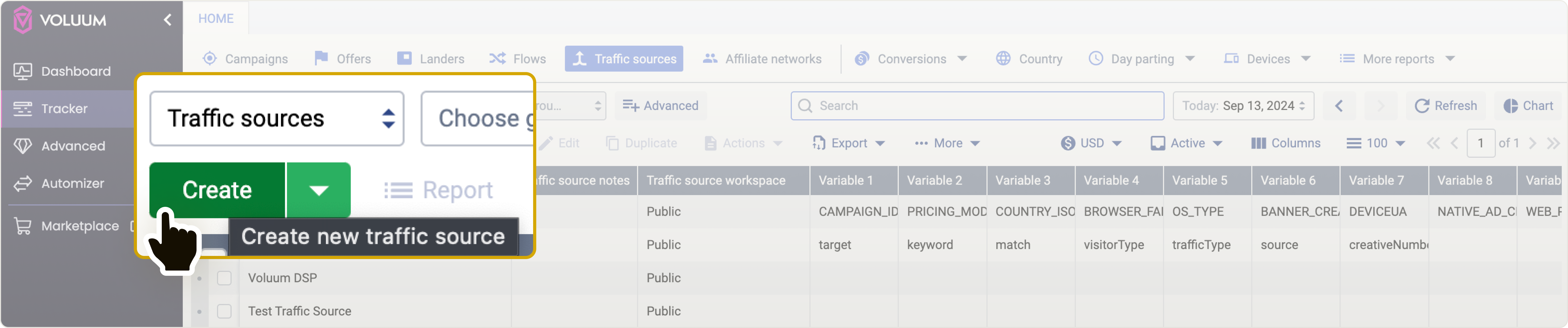 Setting up campaign via Voluum