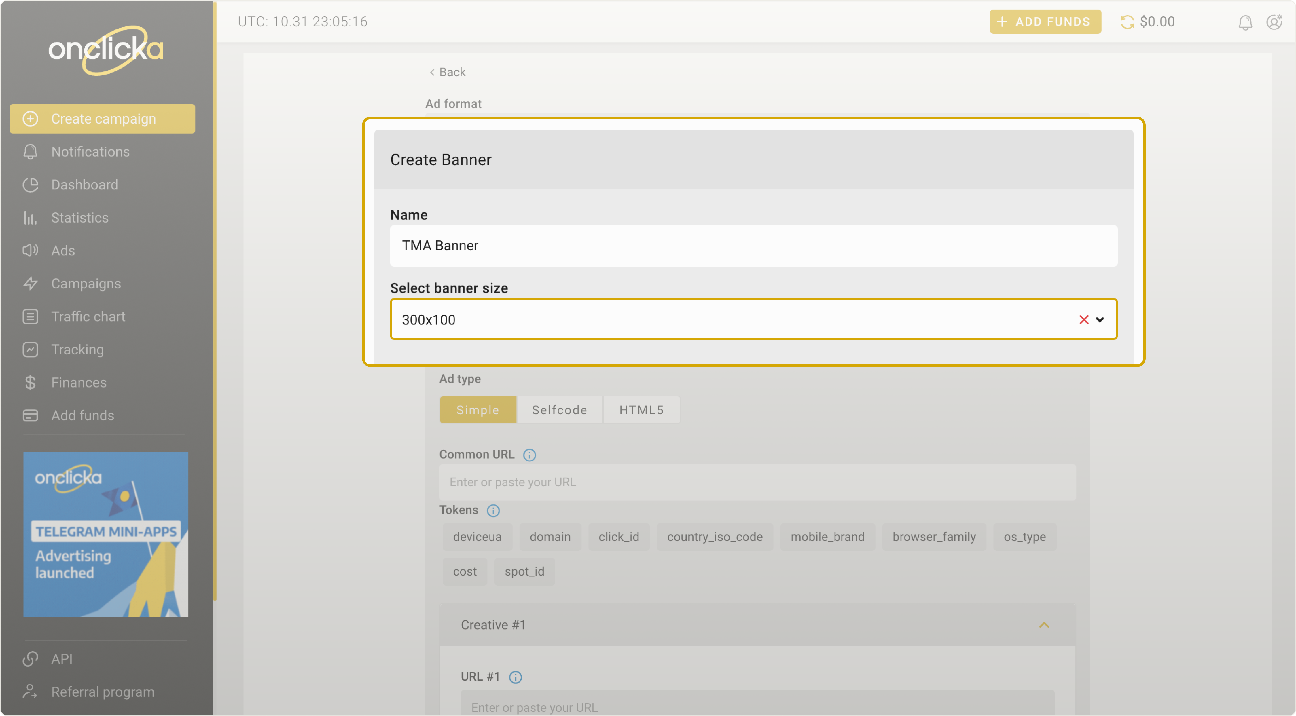 Create banner section
