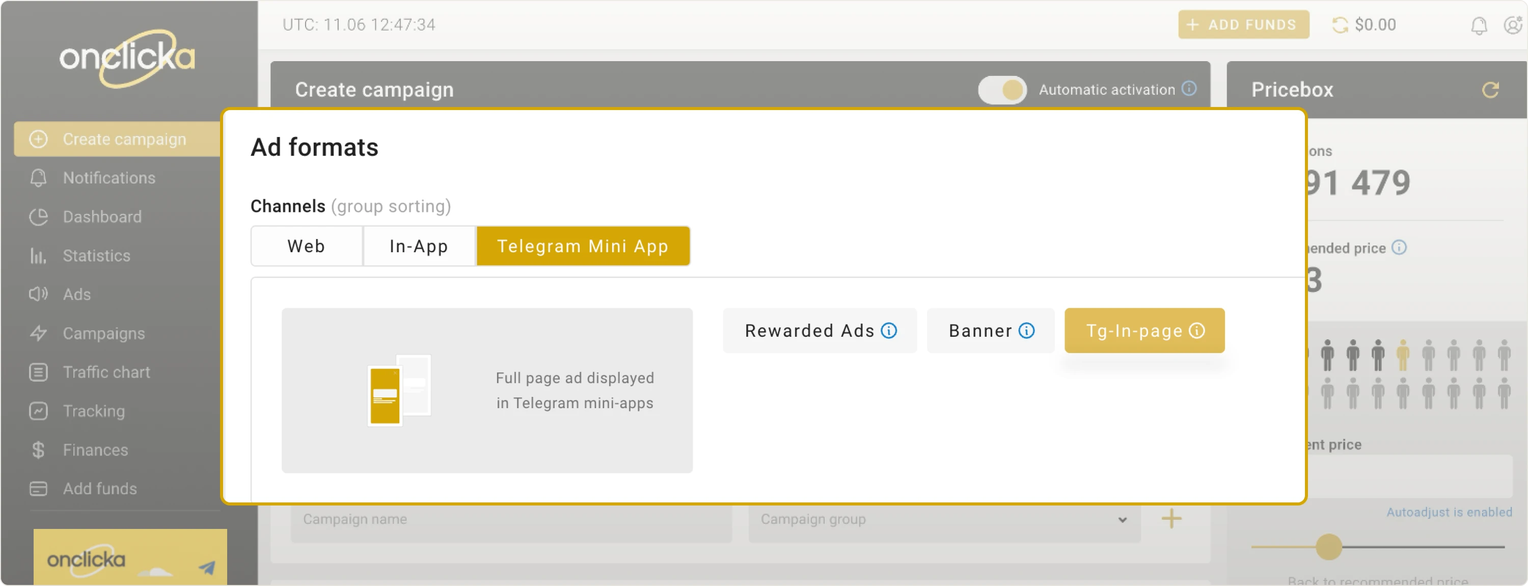 Campaign creation page